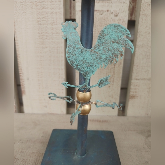 Vintage Rustic Rooster Weathervane Candle Holder Farmhouse 12" Metal Country - Picture 9 of 10